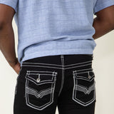 True Luck Wolf Bootcut Jeans for Men in Black