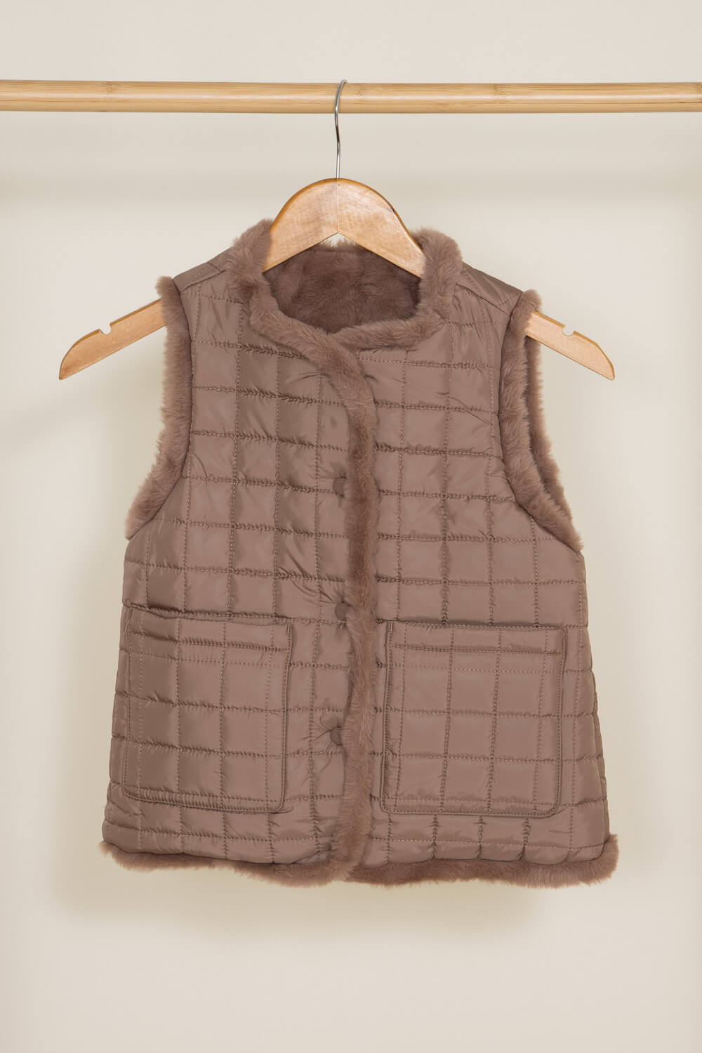 June Size XS Taupe Rabbit Fur Vest — Labels Resale Boutique