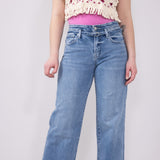 Vervet High Rise Tie Waist Wide Jeans for Women