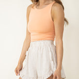 Linen Ruffle Shorts for Women in Oatmeal