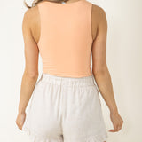 Linen Ruffle Shorts for Women in Oatmeal