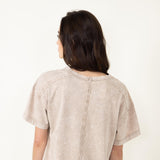 Mineral Wash Knit T-Shirt for Women in Taupe