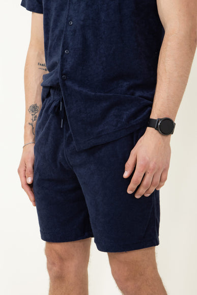 Vintage Summer Towel Terry Shorts for Men in Navy 