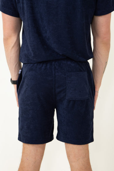 Vintage Summer Towel Terry Shorts for Men in Navy 