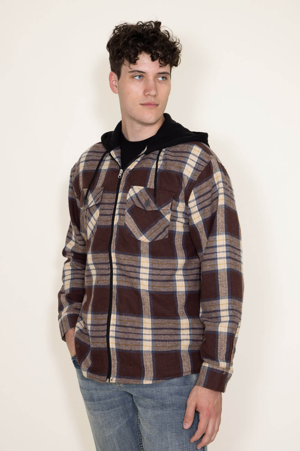 Mens flannel online pullover