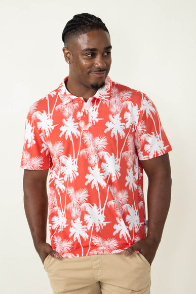 WearFirst Palms Polo Shirt for Men in Coral Red