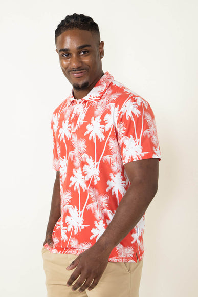 WearFirst Palms Polo Shirt for Men in Coral Red