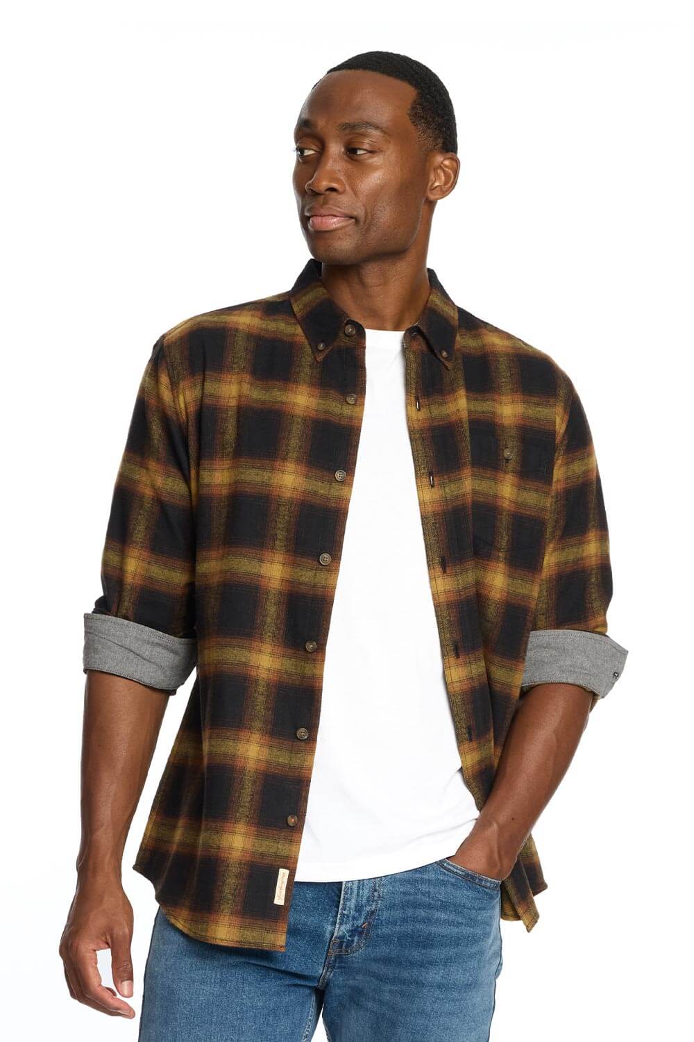 Weatherproof Vintage Brushed Flannel Shirt for Men in Inca Gold F248 Glik s