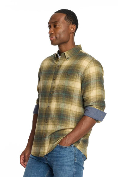 Weatherproof Vintage Brushed Flannel for Men in Kelp Desert