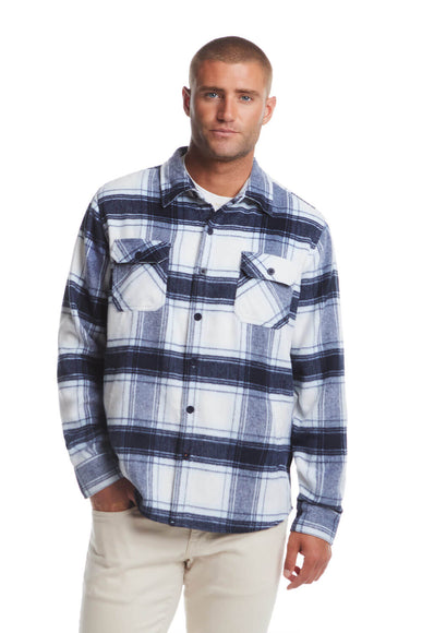 Weatherproof Vintage Brushed Shirt Jacket for Men in White Plaid