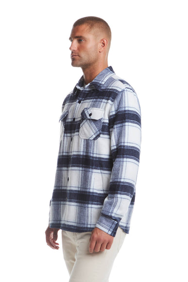 Weatherproof Vintage Brushed Shirt Jacket for Men in White Plaid