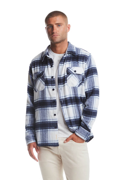 Weatherproof Vintage Brushed Shirt Jacket for Men in White Plaid