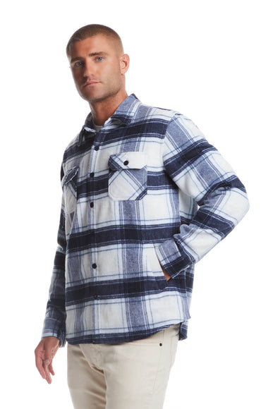 Weatherproof Vintage Brushed Shirt Jacket for Men in White Plaid