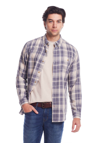 Weatherproof Vintage Burnout Flannel for Men in Natural 