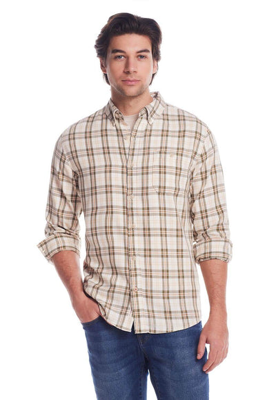 Weatherproof Vintage Burnout Flannel for Men in Seed Pearl 