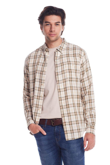 Weatherproof Vintage Burnout Flannel for Men in Seed Pearl 