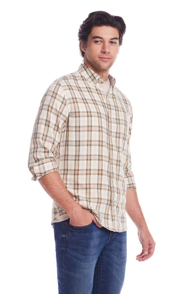 Weatherproof Vintage Burnout Flannel for Men in Seed Pearl 