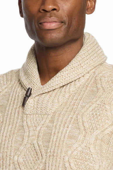 Weatherproof Vintage Cable Knit Fisherman Toggle Sweater for Men in Khaki Heather 