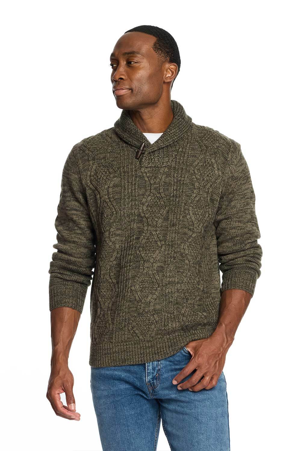 Weatherproof Vintage Cable Knit Fisherman Toggle Sweater for Men in Li Glik s