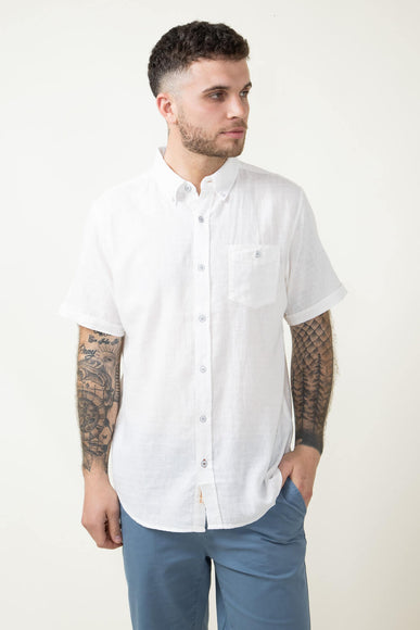 Weatherproof Vintage Linen Button Down Shirt for Men in White