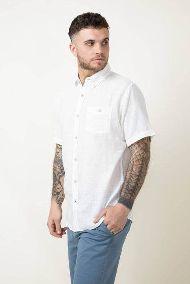 Weatherproof Vintage Linen Button Down Shirt for Men in White