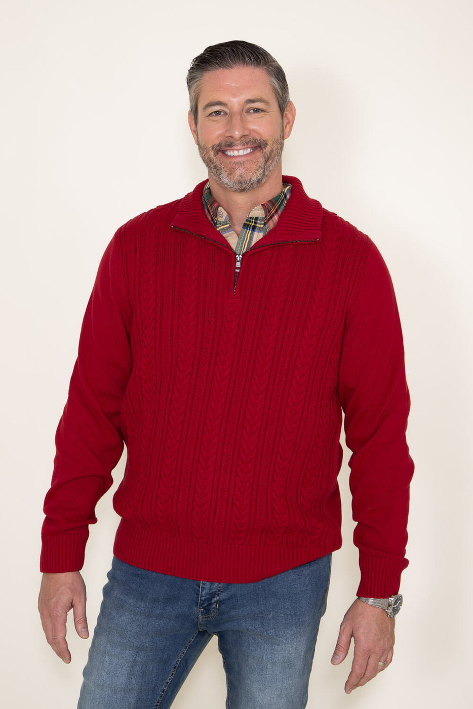 Red zip up sale sweater mens