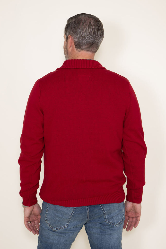 Weatherproof Vintage Cable Knit Quarter Zip Sweater for Men in Red