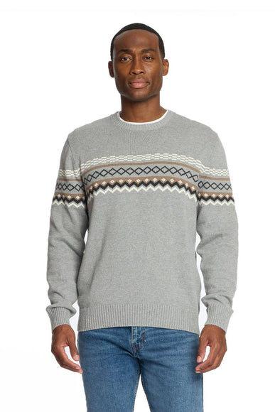 Weatherproof Vintage Nordic Crewneck Sweater for Men in Pale Grey