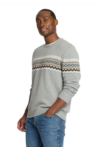 Weatherproof Vintage Nordic Crewneck Sweater for Men in Pale Grey