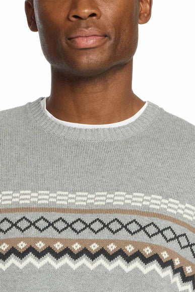 Weatherproof Vintage Nordic Crewneck Sweater for Men in Pale Grey