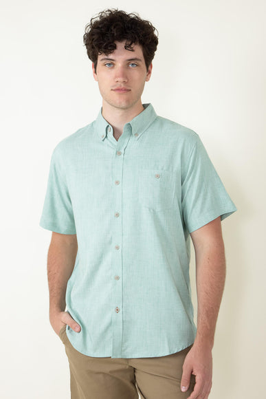 Weatherproof Vintage Performance Woven Button Up for Men in Green