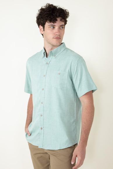 Weatherproof Vintage Performance Woven Button Up for Men in Green