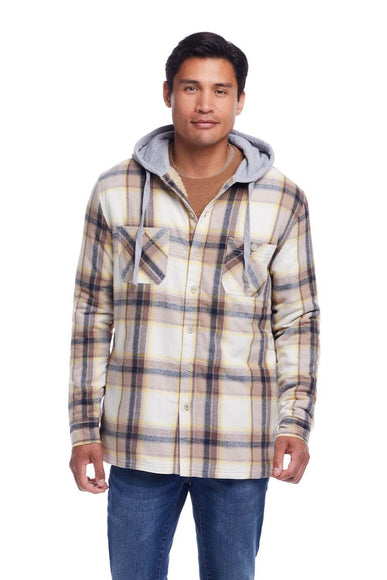 Weatherproof Vintage Sherpa Lined Hooded Shirt Jacket for Men in Wheat