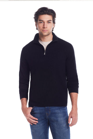 Weatherproof Vintage Soft Touch Textured Quarter Zip for Men in Black