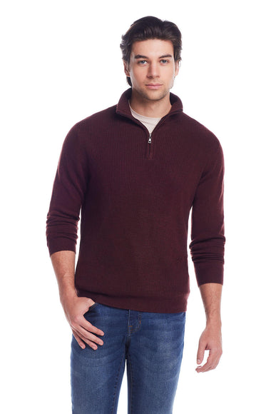 Weatherproof Vintage Soft Touch Textured Quarter Zip for Men in Oxblood