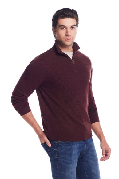 Weatherproof Vintage Soft Touch Textured Quarter Zip for Men in Oxblood