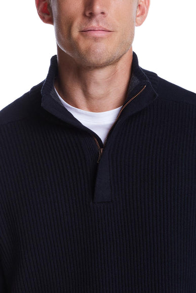 Weatherproof Vintage Southwest Quarter Zip Sweater for Men in Navy