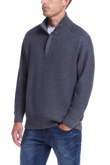 Weatherproof Vintage Southwest Quarter Zip Sweater for Men in Smoke Grey Heather