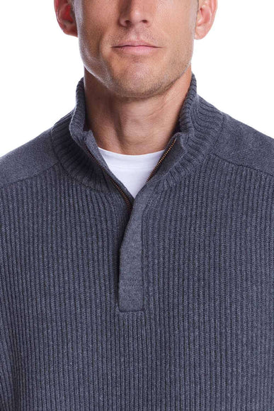 Weatherproof Vintage Southwest Quarter Zip Sweater for Men in Smoke Grey Heather