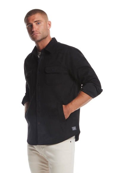 Weatherproof Vintage Suede Jack Shirt Jacket for Men in Black