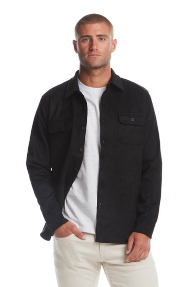 Weatherproof Vintage Suede Jack Shirt Jacket for Men in Black