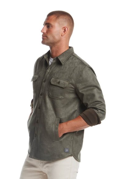 Weatherproof Vintage Suede Jack Shirt Jacket for Men in Army