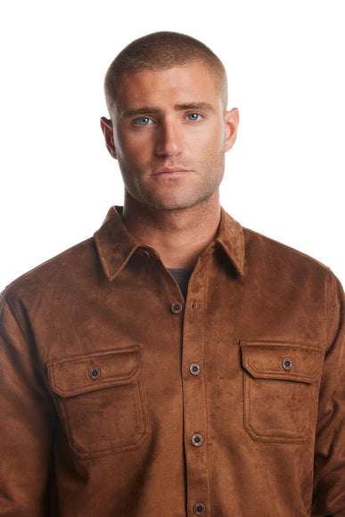 Weatherproof Vintage Suede Jack Shirt Jacket for Men in Brown