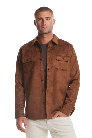 Weatherproof Vintage Suede Jack Shirt Jacket for Men in Brown