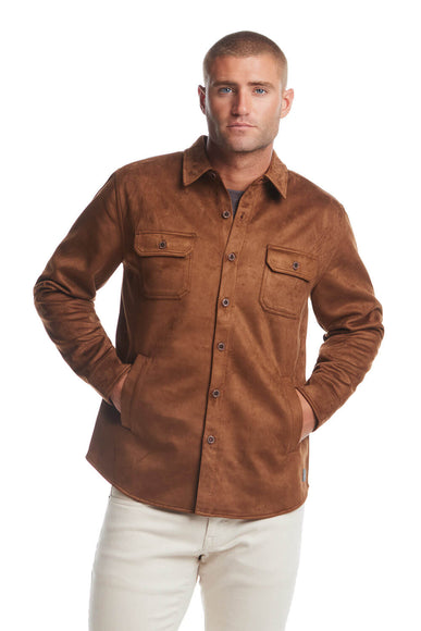 Weatherproof Vintage Suede Jack Shirt Jacket for Men in Brown