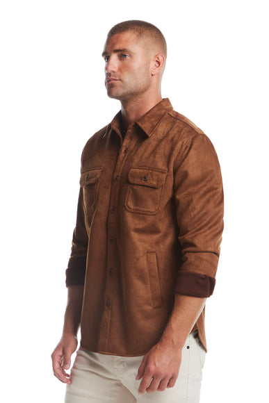 Weatherproof Vintage Suede Jack Shirt Jacket for Men in Brown