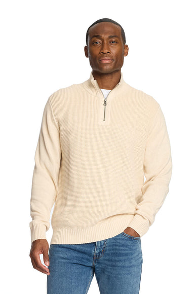 Weatherproof Vintage Textured Quarter Zip Sweater for Men in Ecru 