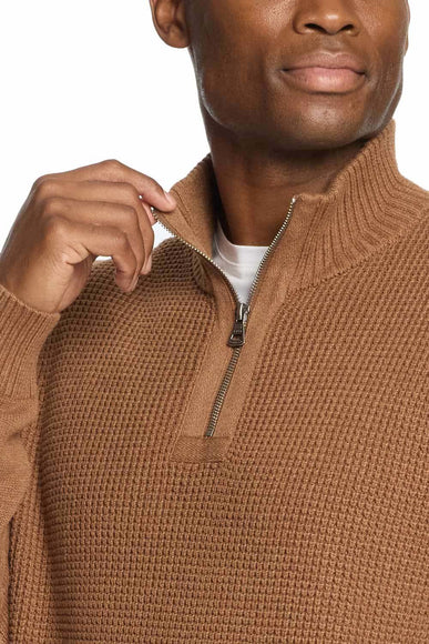 Weatherproof Vintage Textured Quarter Zip Sweater for Men in Harvest Heather