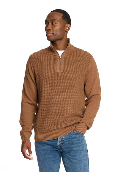 Weatherproof Vintage Textured Quarter Zip Sweater for Men in Harvest Heather