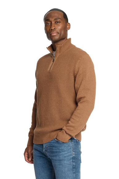 Weatherproof Vintage Textured Quarter Zip Sweater for Men in Harvest Heather